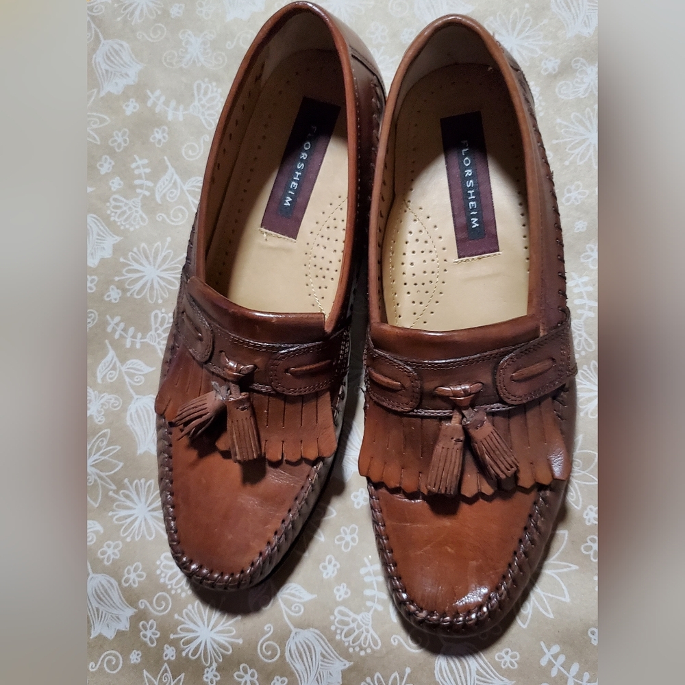 Florsheim Men's Brown Leather Tassel Loafers**Sz 8D**Pre-owned